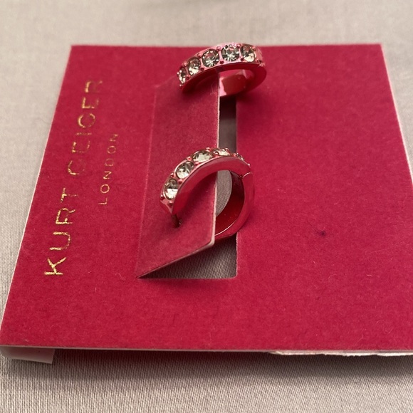 Kurt Geiger pink pave hoop earrings - Picture 2 of 5
